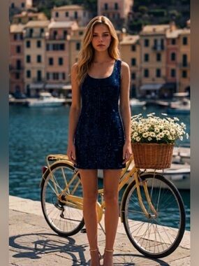 IMPERIAL BLUE SEQUIN DRESS SIZE MEDIUM